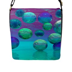 Ocean Dreams, Abstract Aqua Violet Ocean Fantasy Flap Closure Messenger Bag (large) by DianeClancy