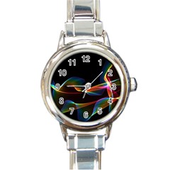 Fluted Cosmic Rafluted Cosmic Rainbow, Abstract Winds Round Italian Charm Watch by DianeClancy