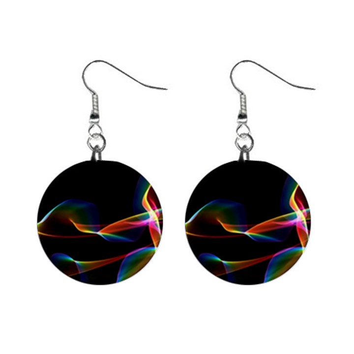 Fluted Cosmic Rafluted Cosmic Rainbow, Abstract Winds Mini Button Earrings