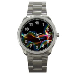 Fluted Cosmic Rafluted Cosmic Rainbow, Abstract Winds Sport Metal Watch by DianeClancy