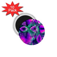  Teal Violet Crystal Palace, Abstract Cosmic Heart 1 75  Button Magnet (10 Pack)