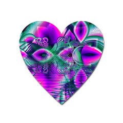  Teal Violet Crystal Palace, Abstract Cosmic Heart Magnet (heart) by DianeClancy