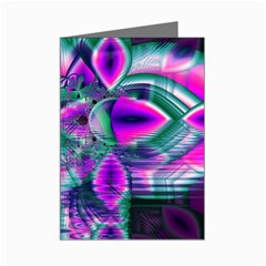  Teal Violet Crystal Palace, Abstract Cosmic Heart Mini Greeting Card (8 Pack) by DianeClancy