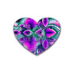  Teal Violet Crystal Palace, Abstract Cosmic Heart Drink Coasters 4 Pack (heart)  by DianeClancy