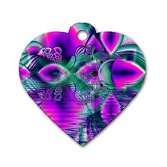  Teal Violet Crystal Palace, Abstract Cosmic Heart Dog Tag Heart (one Sided)  by DianeClancy