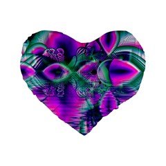  Teal Violet Crystal Palace, Abstract Cosmic Heart 16  Premium Heart Shape Cushion  by DianeClancy