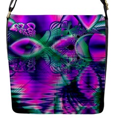  Teal Violet Crystal Palace, Abstract Cosmic Heart Flap Closure Messenger Bag (small) by DianeClancy