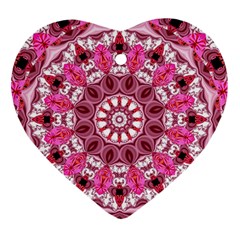 Twirling Pink, Abstract Candy Lace Jewels Mandala  Heart Ornament by DianeClancy