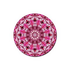 Twirling Pink, Abstract Candy Lace Jewels Mandala  Drink Coaster (round)