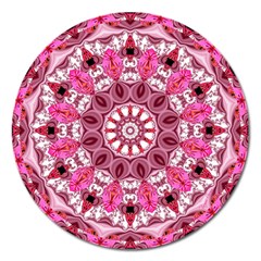 Twirling Pink, Abstract Candy Lace Jewels Mandala  Magnet 5  (round)