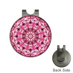 Twirling Pink, Abstract Candy Lace Jewels Mandala  Hat Clip with Golf Ball Marker Front