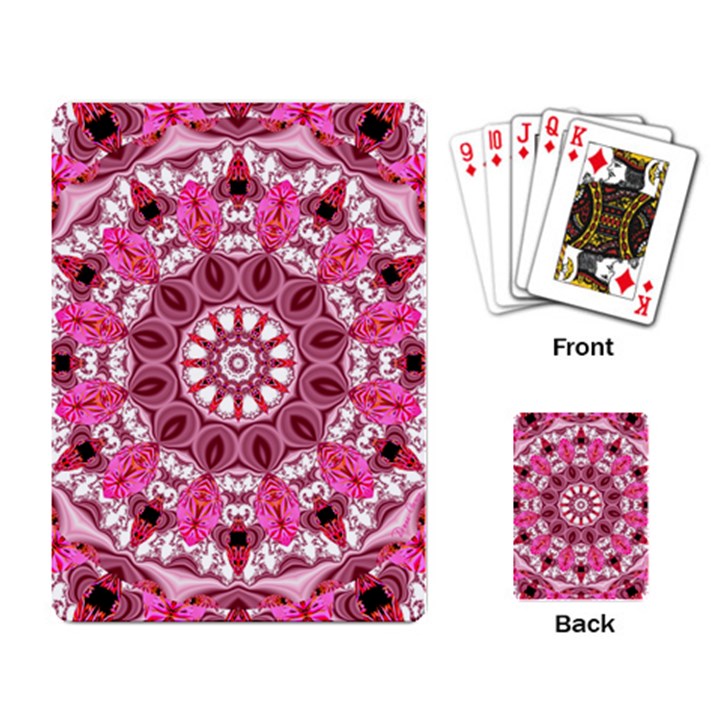 Twirling Pink, Abstract Candy Lace Jewels Mandala  Playing Cards Single Design