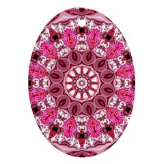 Twirling Pink, Abstract Candy Lace Jewels Mandala  Oval Ornament (two Sides)