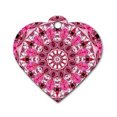 Twirling Pink, Abstract Candy Lace Jewels Mandala  Dog Tag Heart (one Sided) 