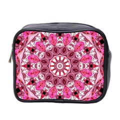 Twirling Pink, Abstract Candy Lace Jewels Mandala  Mini Travel Toiletry Bag (two Sides)