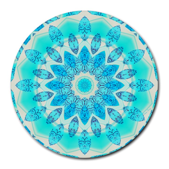 Blue Ice Goddess, Abstract Crystals Of Love 8  Mouse Pad (Round)