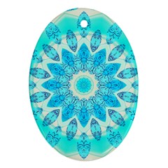 Blue Ice Goddess, Abstract Crystals Of Love Oval Ornament (two Sides)