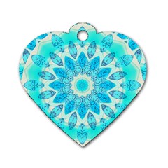 Blue Ice Goddess, Abstract Crystals Of Love Dog Tag Heart (one Sided) 