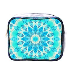 Blue Ice Goddess, Abstract Crystals Of Love Mini Travel Toiletry Bag (one Side) by DianeClancy