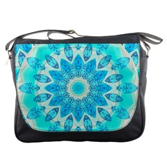 Blue Ice Goddess, Abstract Crystals Of Love Messenger Bag by DianeClancy