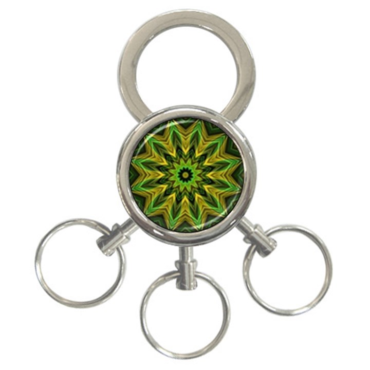 Woven Jungle Leaves Mandala 3-Ring Key Chain