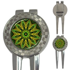 Woven Jungle Leaves Mandala Golf Pitchfork & Ball Marker by Zandiepants