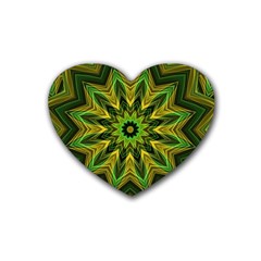 Woven Jungle Leaves Mandala Drink Coasters (heart) by Zandiepants