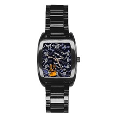 Sound Waves Stainless Steel Barrel Watch