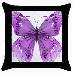 Purple Awareness Butterfly Black Throw Pillow Case by FunWithFibro