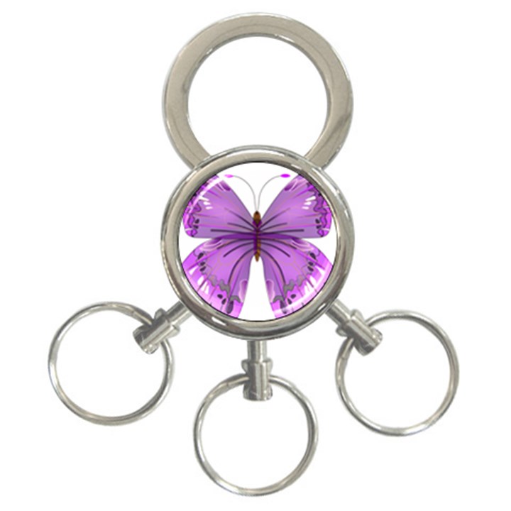 Purple Awareness Butterfly 3-Ring Key Chain
