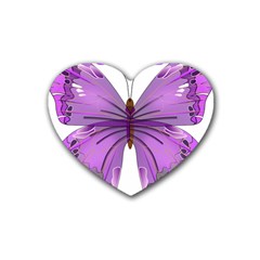 Purple Awareness Butterfly Drink Coasters 4 Pack (heart)  by FunWithFibro