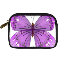 Purple Awareness Butterfly Digital Camera Leather Case by FunWithFibro