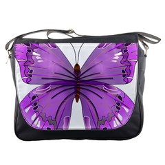 Purple Awareness Butterfly Messenger Bag by FunWithFibro