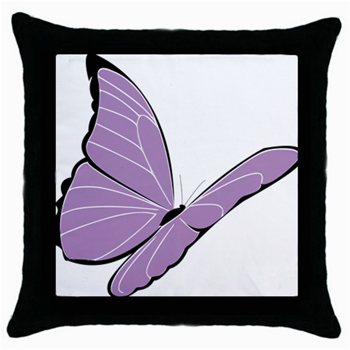 Purple Awareness Butterfly 2 Black Throw Pillow Case