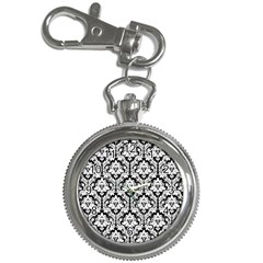 White On Black Damask Key Chain Watch by Zandiepants