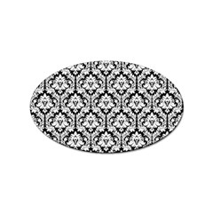 White On Black Damask Sticker (oval) by Zandiepants