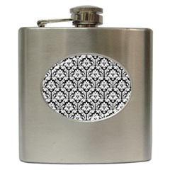 White On Black Damask Hip Flask by Zandiepants