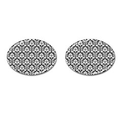 White On Black Damask Cufflinks (oval) by Zandiepants