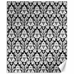 White On Black Damask Canvas 8  X 10  (unframed) by Zandiepants