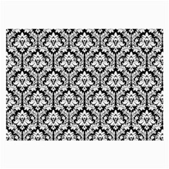 White On Black Damask Glasses Cloth (large) by Zandiepants