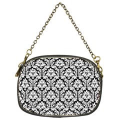 Black & White Damask Pattern Chain Purse (one Side) by Zandiepants