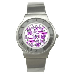 Invisible Illness Collage Stainless Steel Watch (slim)