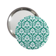 White On Emerald Green Damask Handbag Mirror (2 25 ) by Zandiepants