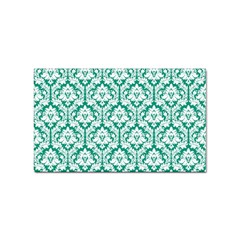 White On Emerald Green Damask Sticker 10 Pack (rectangle) by Zandiepants