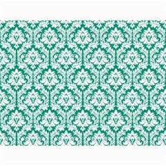 White On Emerald Green Damask Canvas 18  X 24  (unframed) by Zandiepants