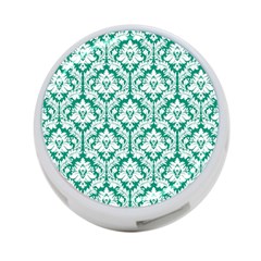 White On Emerald Green Damask 4-port Usb Hub (two Sides)