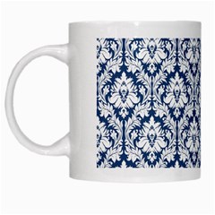 White On Blue Damask White Coffee Mug by Zandiepants