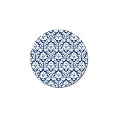 White On Blue Damask Golf Ball Marker by Zandiepants