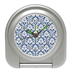 White On Blue Damask Desk Alarm Clock by Zandiepants