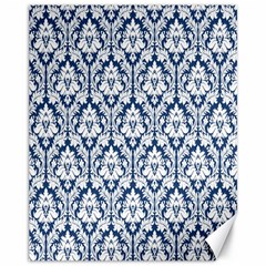 White On Blue Damask Canvas 11  X 14  (unframed) by Zandiepants